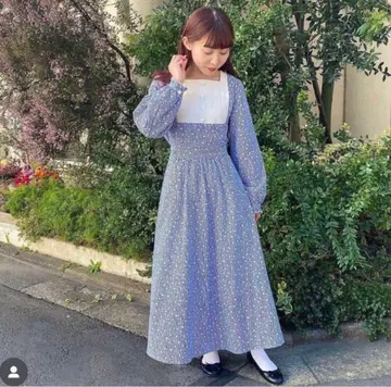 레베카 부티크 눈물을 말리는 원피스 네이비 롱 원피스