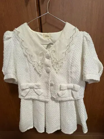 evelyn 옷깃 비쥬 트위드 세트 스커트 셋업 화이트