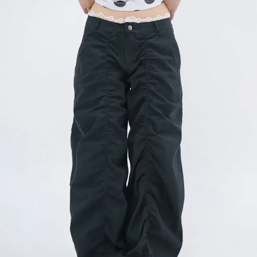 잇자바이브 LACE LAYERED WIDE PANTS 블랙