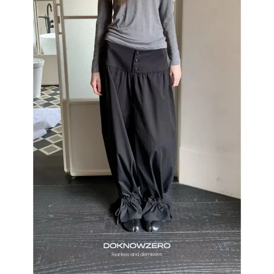 DKZOFFICIAL 팬츠 바지 블랙 드로스트링 랜턴 팬츠