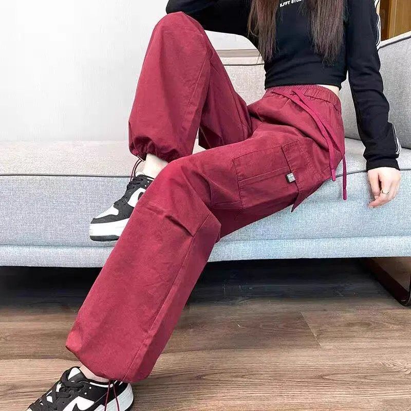 새상품 레드 카고 조거팬츠 와이드팬츠 2XL사이즈 여름바지 남녀공용