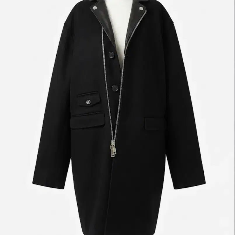 [미착용 새제품] DSQUARED2 레더 디테일 버진 울 100% 코트