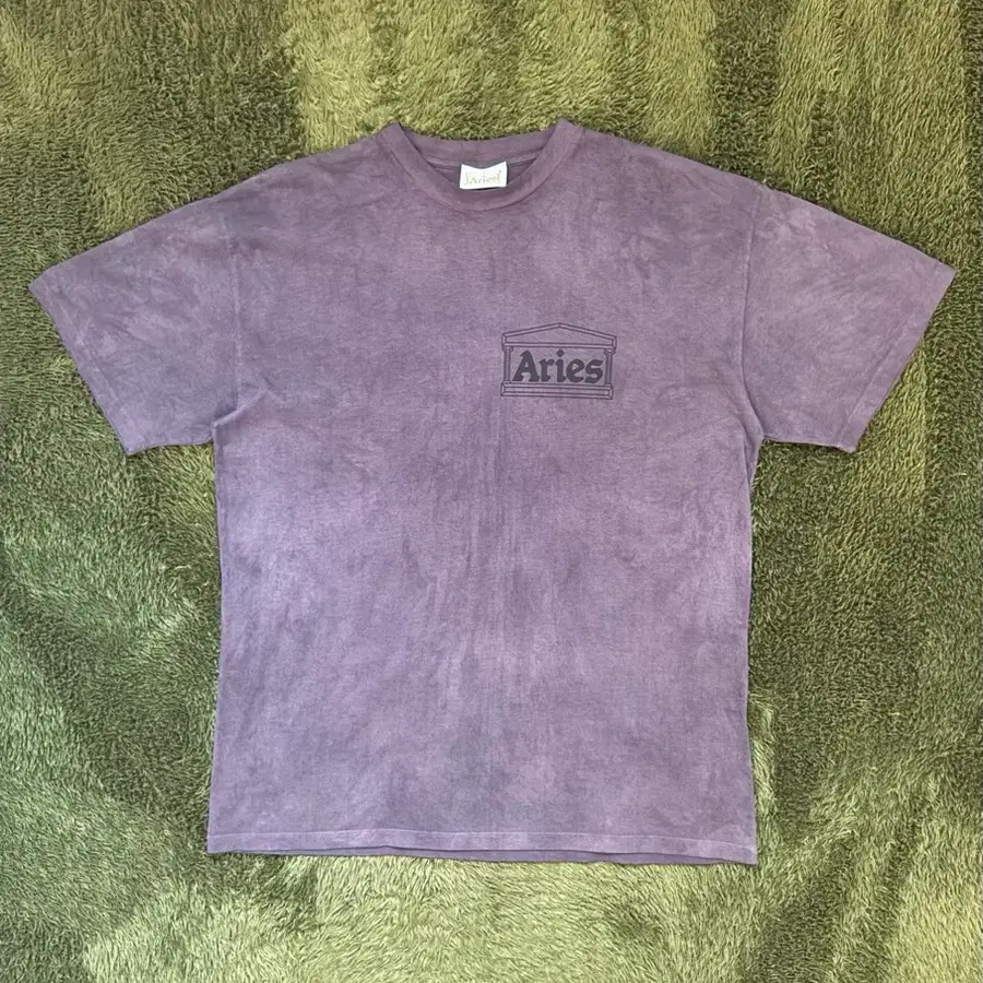 [XL] ARIES 에리즈 Made in Italy 템플 로고 핸드 다잉 티셔츠