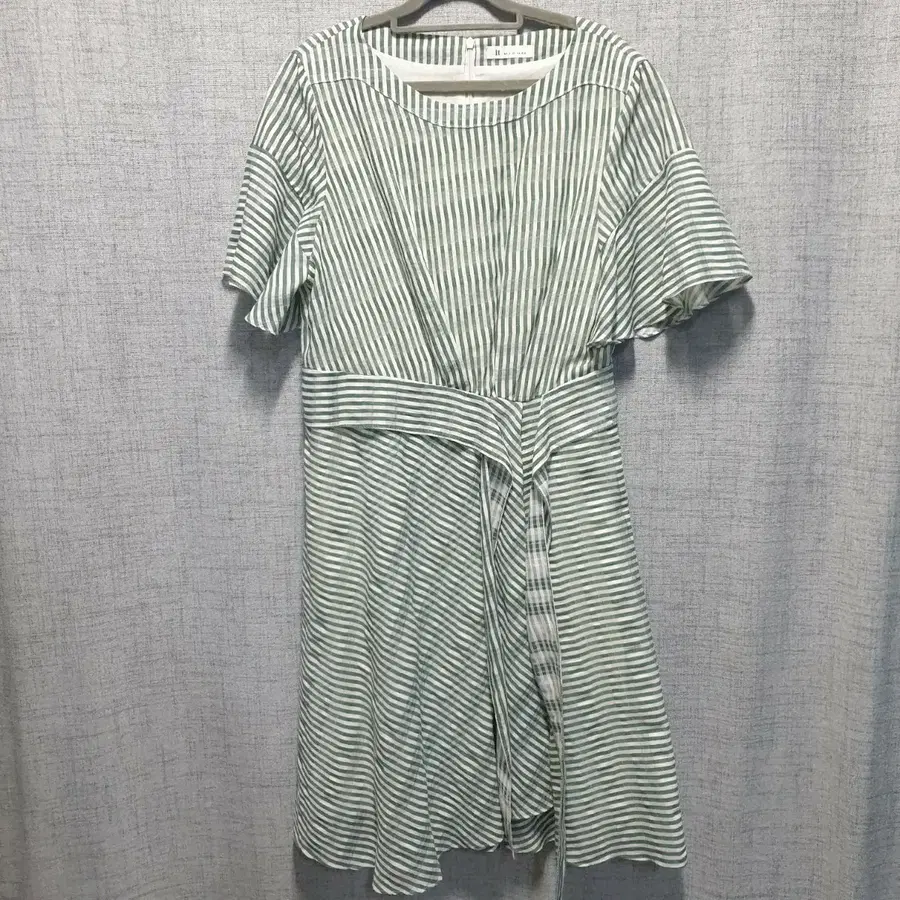 잇미샤 그린 깅엄체크 린넨 혼방 원피스 90