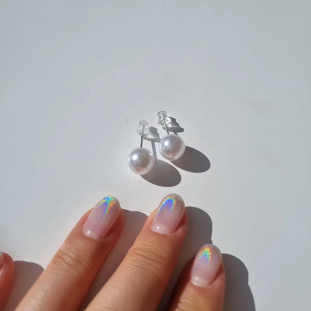 새상품/케이스포함) 아크릴 진주 귀걸이 지름10mm 은침925 각인