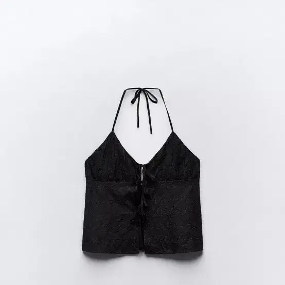 자라 자수 홀터넥 탑