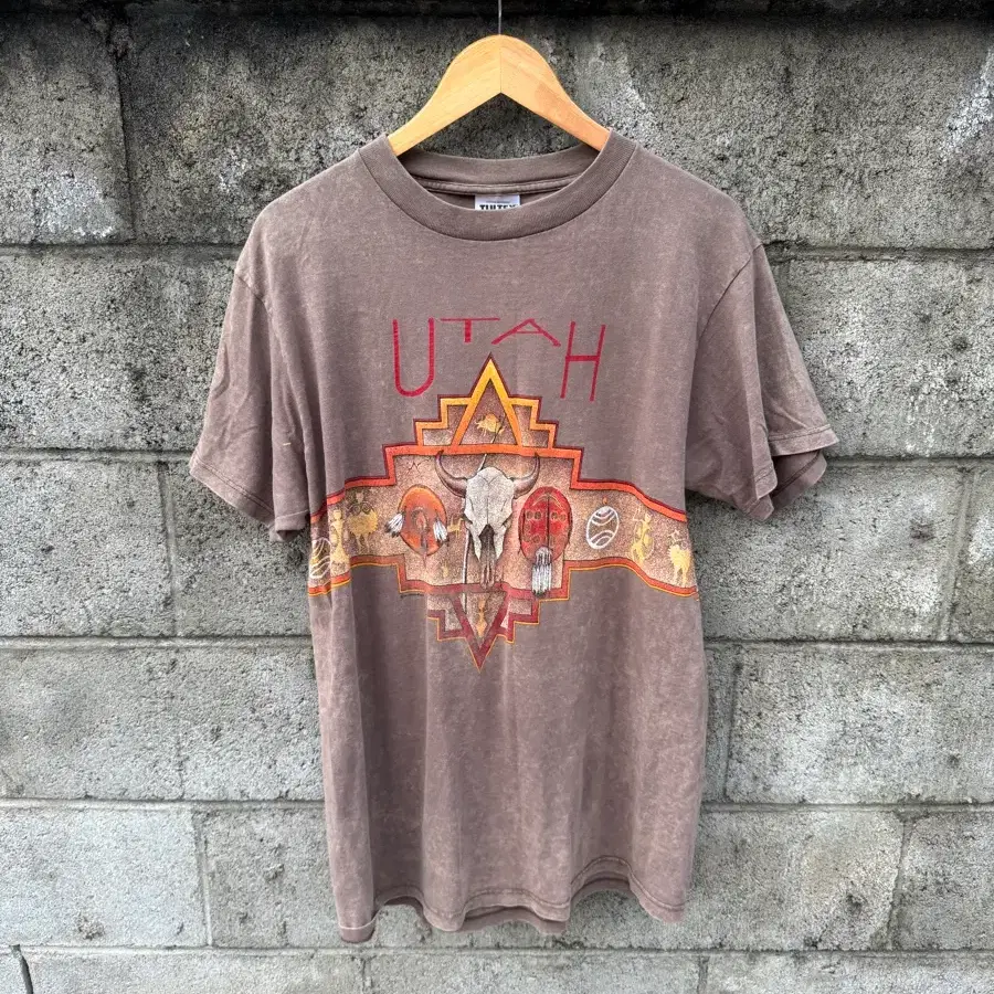 90s tultex 빈티지 utah 네이티브 아메리칸 프린팅 반팔 티셔츠