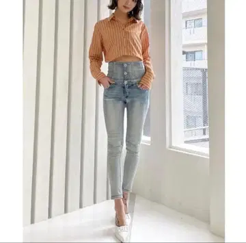 GYDA 스키니 데님 팬츠 백 레이스업