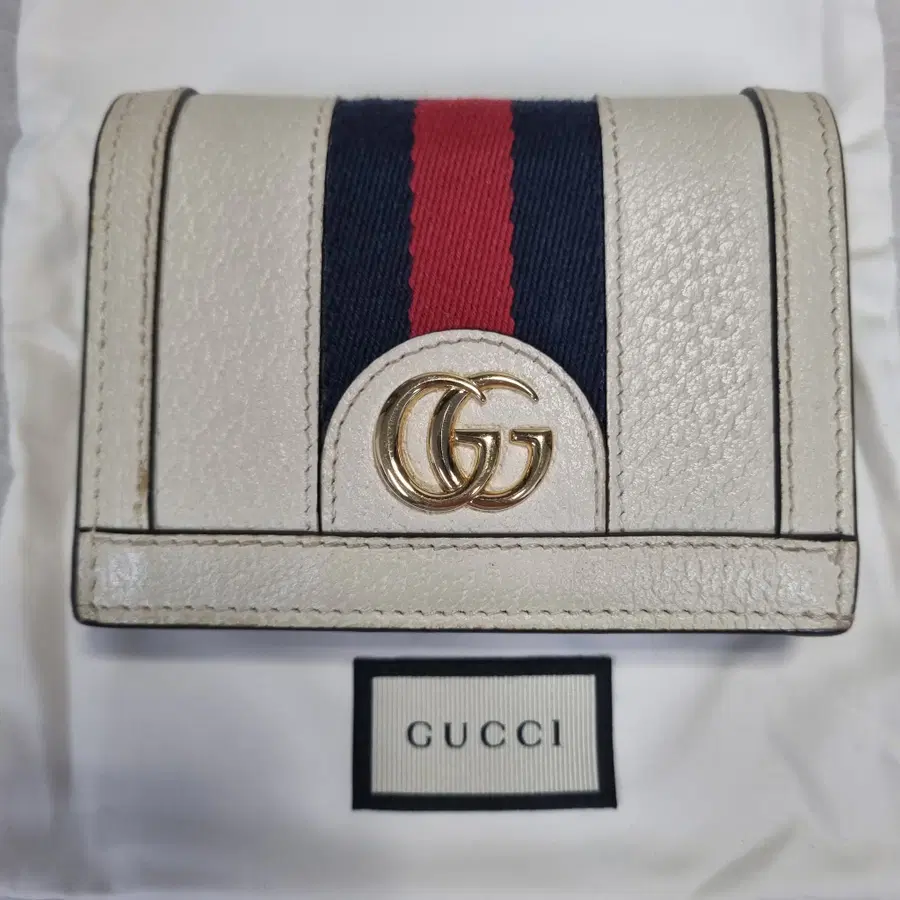 (B급)[GUCCI] 구찌 화이트 래더 WEB 오피디아 카드케이스