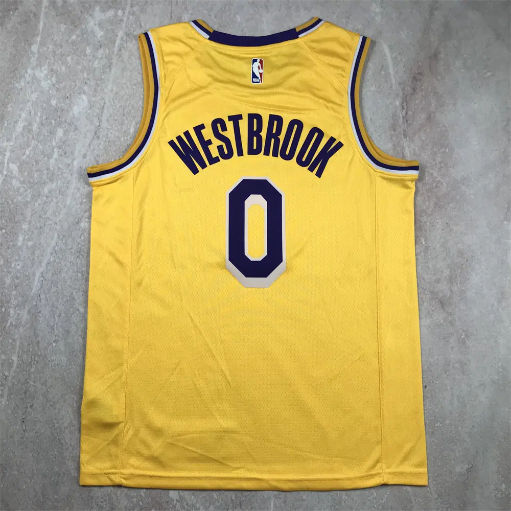 NBA 농구 유니폼 로스앤젤레스 레이커스 0번 옐로우 히트 유니폼 WESTBROOK