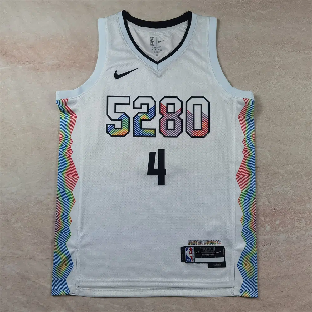 NBA 농구 유니폼 2025년형 덴버 너기츠 4번 화이트 시티 에디션 열압축 유니폼 WESTBROOK