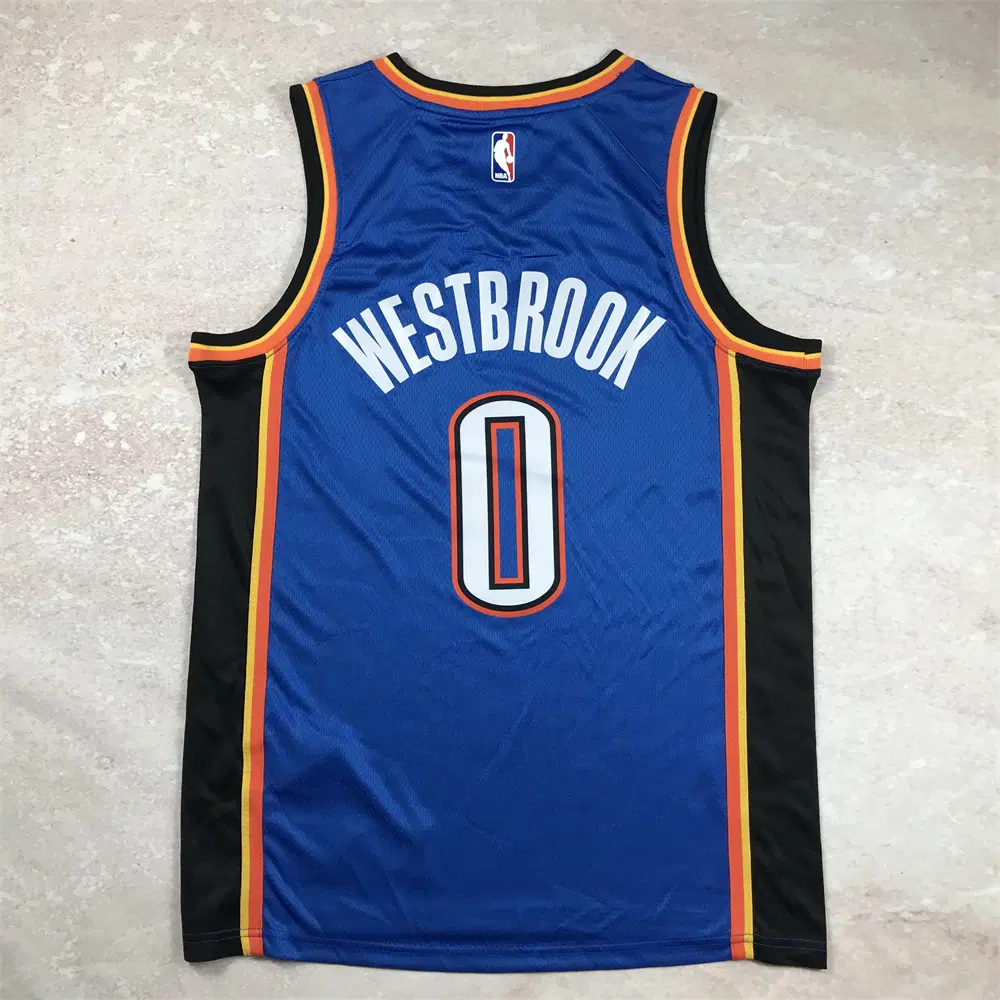 NBA 농구 유니폼, 썬더 0번 파란색, 핫 프레스 유니폼 WESTBROOK