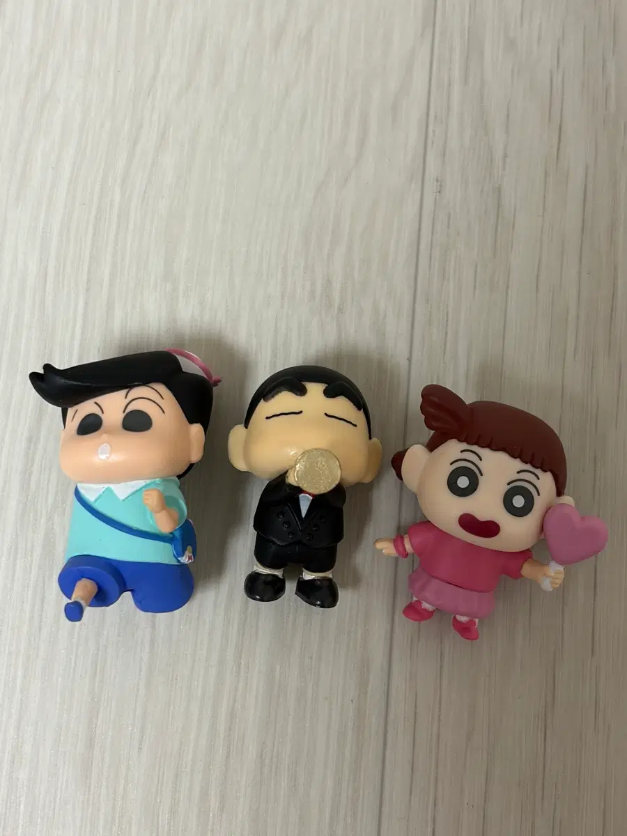짱구 철수 유리 피규어 키링파우치포함