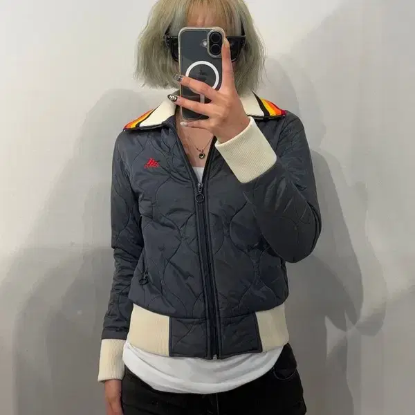 85 아디다스 빈티지 퀼팅 자켓 차콜