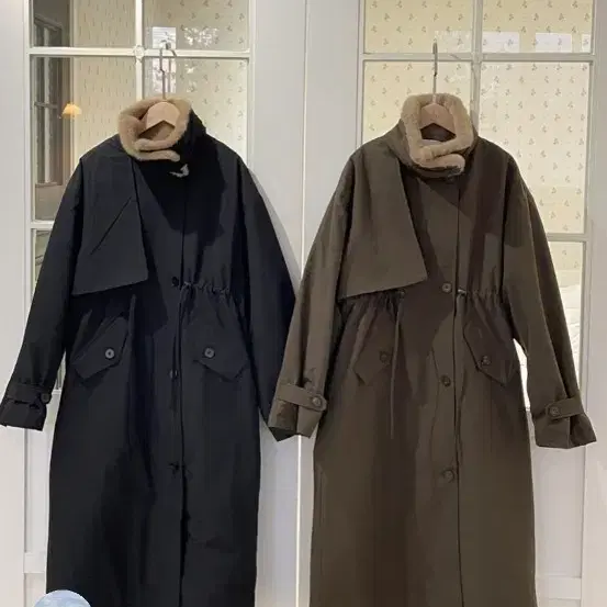 쏭라벨 밍크퍼 하이넥 트렌치 패딩 jk