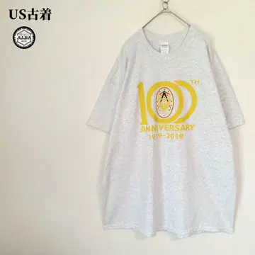 GILDAN US 구제 의류 T셔츠 100주년 기념 USA 직수입 그레이 노랑 XL
