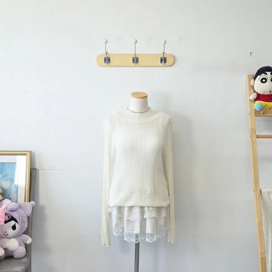 빈티지 만원샵 CERRUT I88I 아이보리 시스루 니트