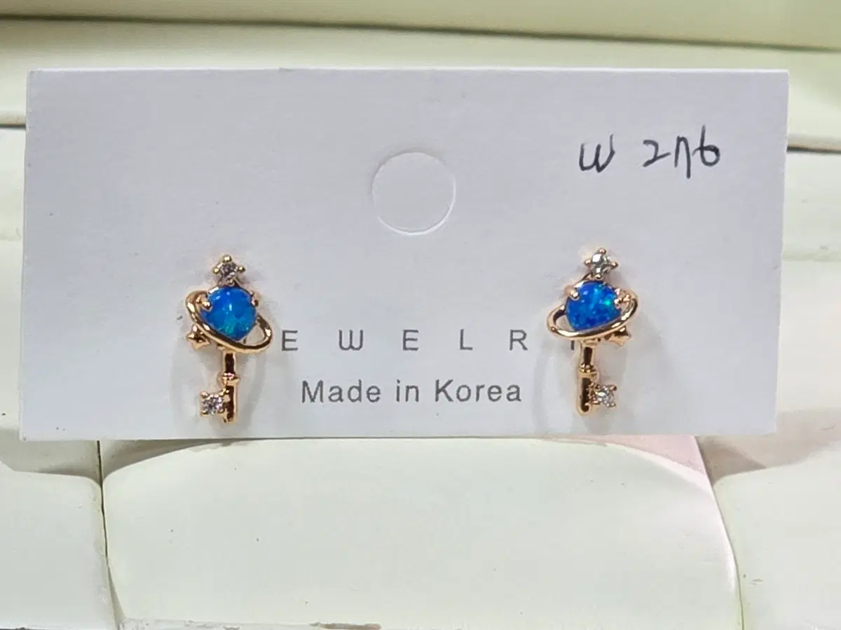 행성 모양 블루 오팔 귀걸이 925은침
