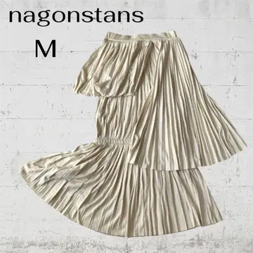 nagonstans 비대칭 플리츠 맥시 길이 플레어 스커트