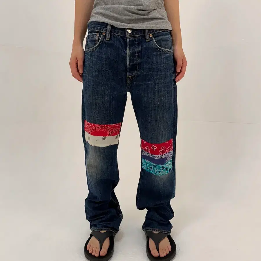 Levi's 리바이스 501 반다나 패치워크 데님 팬츠