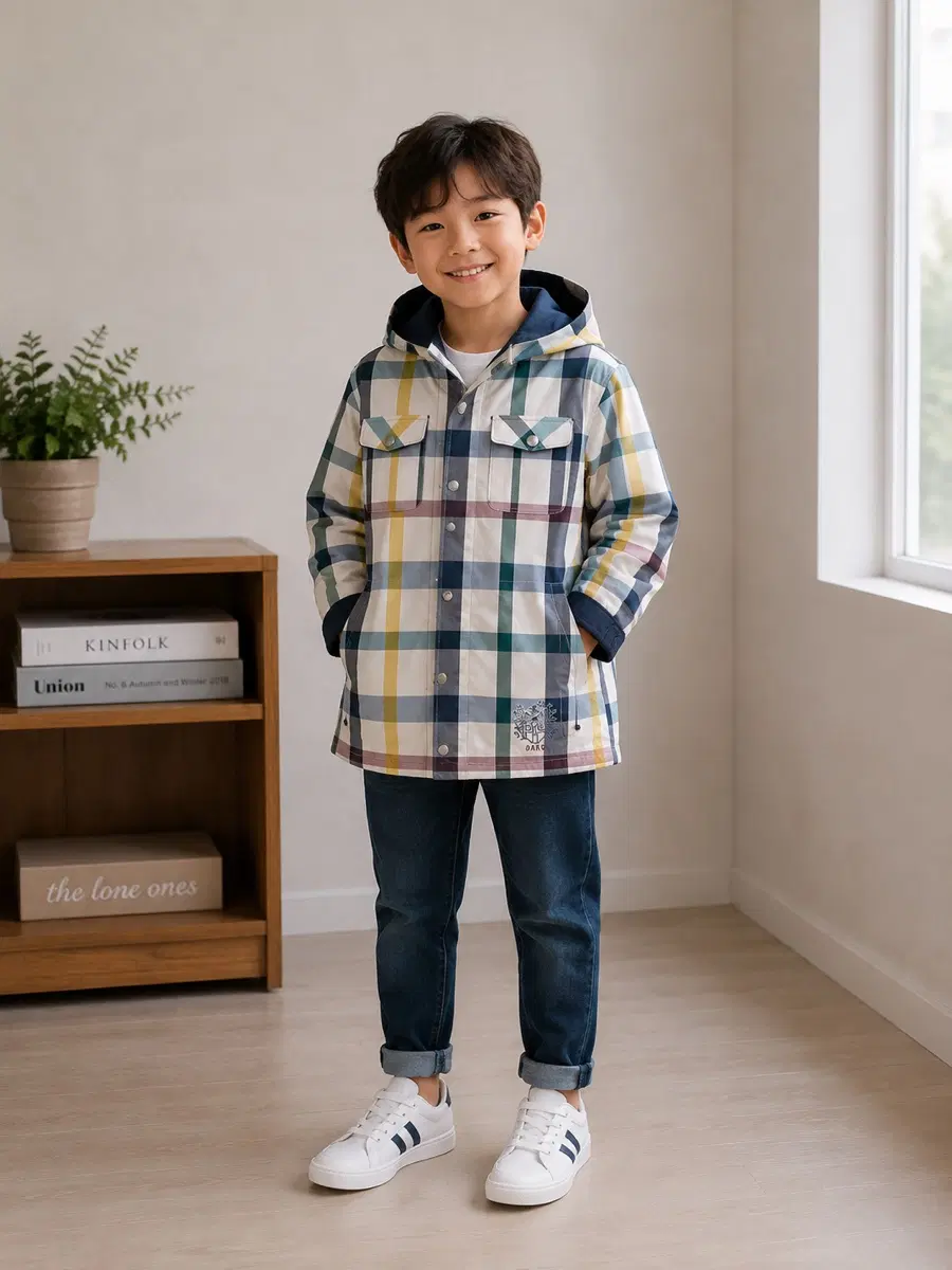 130사이즈 닥스체크하우스 바람막이 간절기 점퍼 키즈 정품