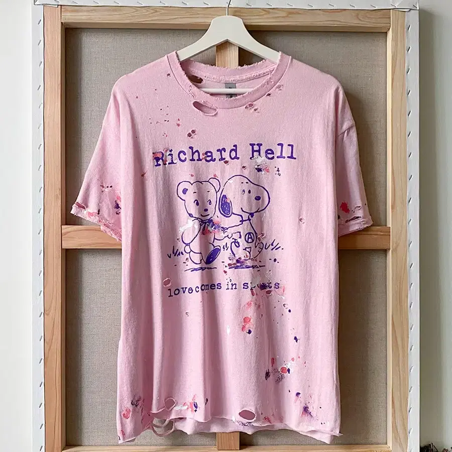 Richard Hell 디스트로이드 페인팅 반팔티