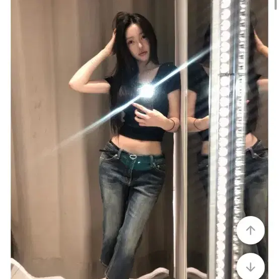 에이블리 지브 밀라노 워싱 슬림 7부 카프리 데님 로우 팬츠 m사이즈 새상품