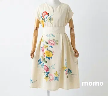 SALE! 순수 실크 호몬기 허리 리본 포함 턱 들어간 원피스 기모노 리메이크