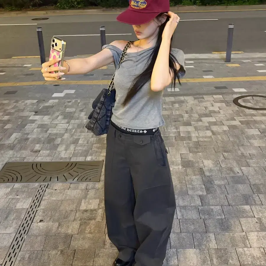(세트) 수수앙 오프숄더 반팔티 와이드 팬츠 바지