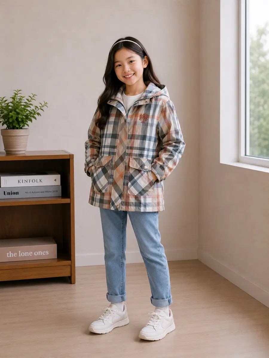140사이즈 닥스키즈리틀 체크하우스 바람막이 간절기점퍼자켓 정품