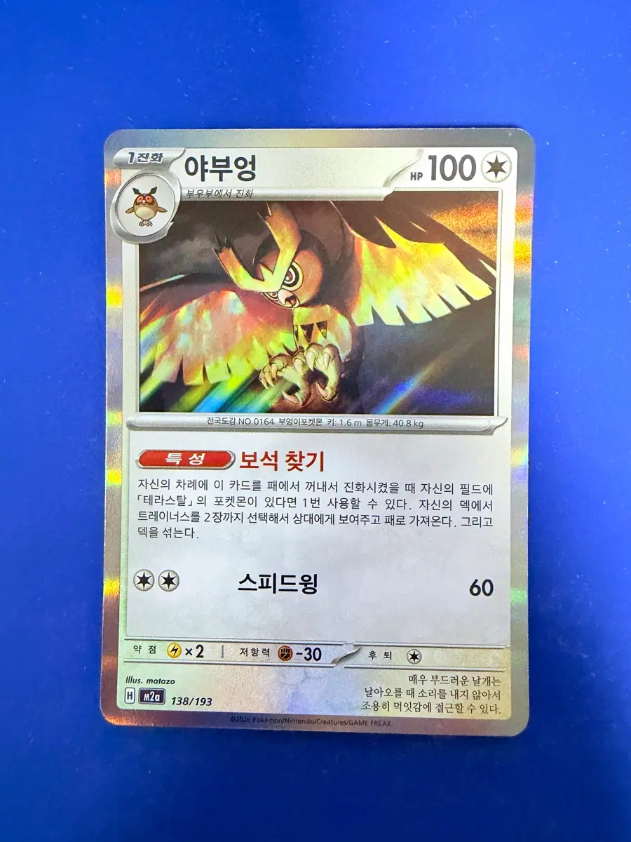포켓몬카드 야부엉 홀로 카드