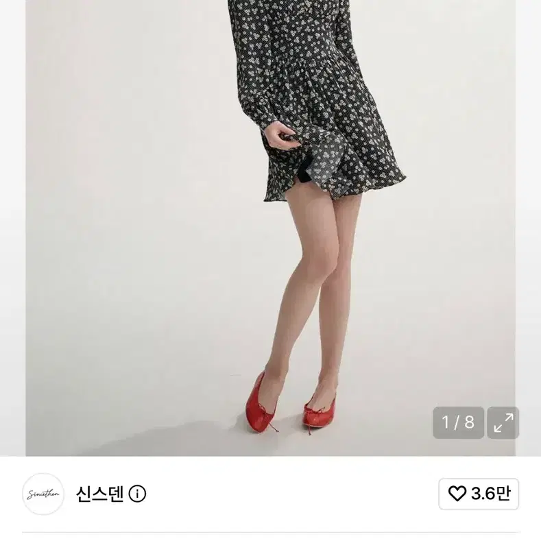 신스덴 도트 플로럴 미니 원피스