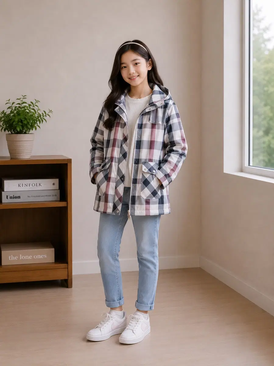 140사이즈 닥스키즈리틀 체크하우스 바람막이 간절기점퍼자켓 정품