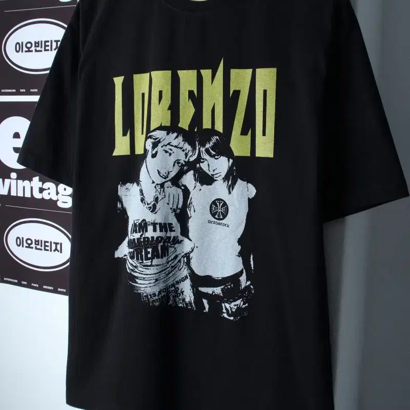 (L-XL) 브랜드빈티지 반팔 티셔츠 빈티지프린팅 블랙 스트릿-H36930