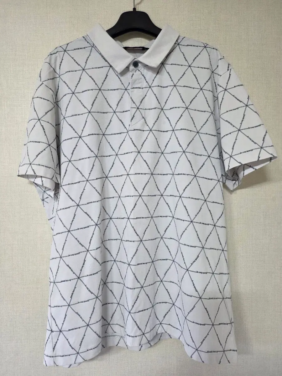 르꼬끄 골프 반팔 카라티 셔츠 화이트 패턴 XL
