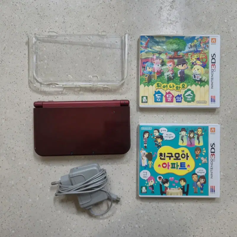 new 닌텐도 3ds xl 레드 (투명기기케이스,충전기, 2gb 메모리)