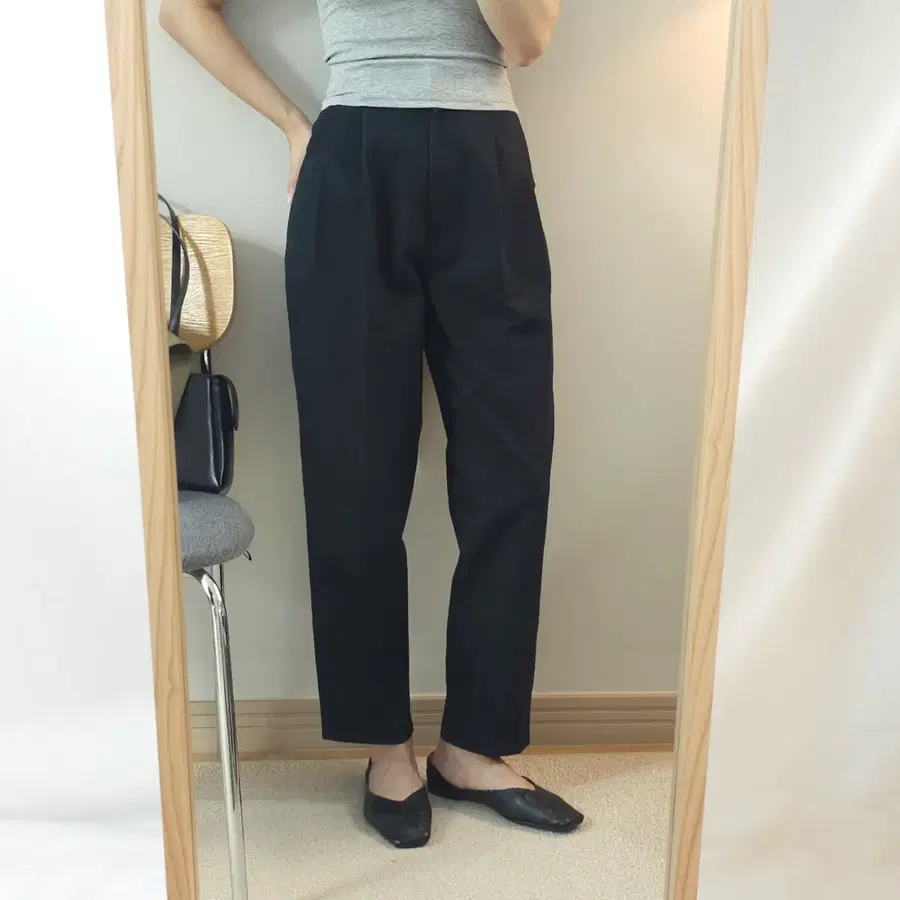 (XS)베리앤 BERRY N 여성 코튼 와이드 팬츠 블랙 W4663