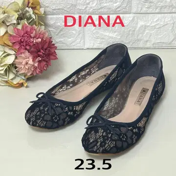 [새상품급] DIANA 다이애나 레이스 튤 플랫 펌프스 블랙 23.5