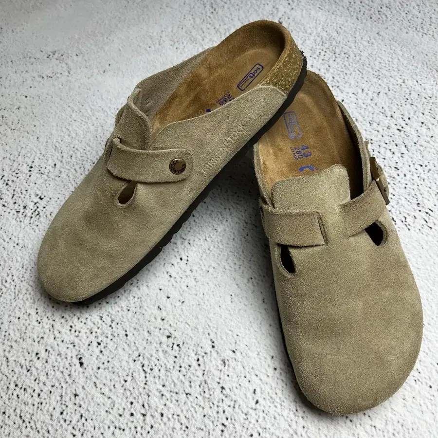 Birkenstock Boston Suede Taupe Soft Footbed Clogs