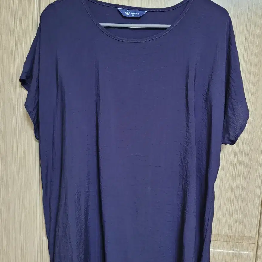WOOIL 다크 네이비 인견 반팔 블라우스 2XL
