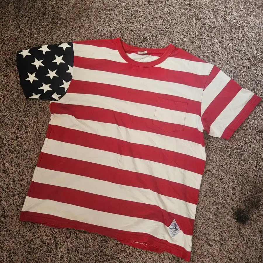 세인트페인 USA 성조기 스트라이프 반팔 티셔츠 L size