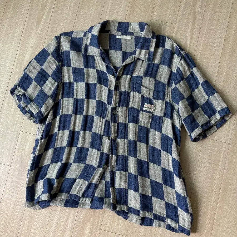 스투시 x 아워레가시 워크샵 셔츠 숏슬리브 블루 그레이 리넨 체크 Stussy x Our Legacy Work Shop Box Shirt Shortsleeve Blue Grey