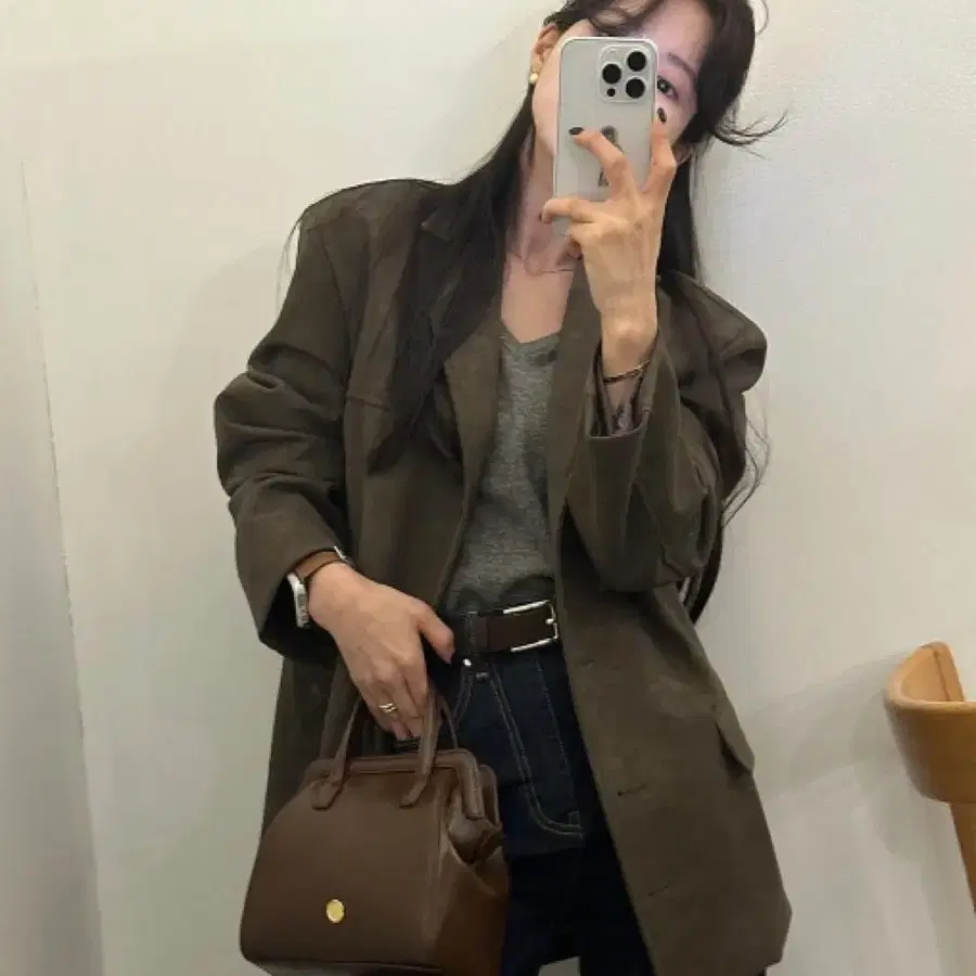 유인어스 루즈핏 스웨이드 레더 자켓