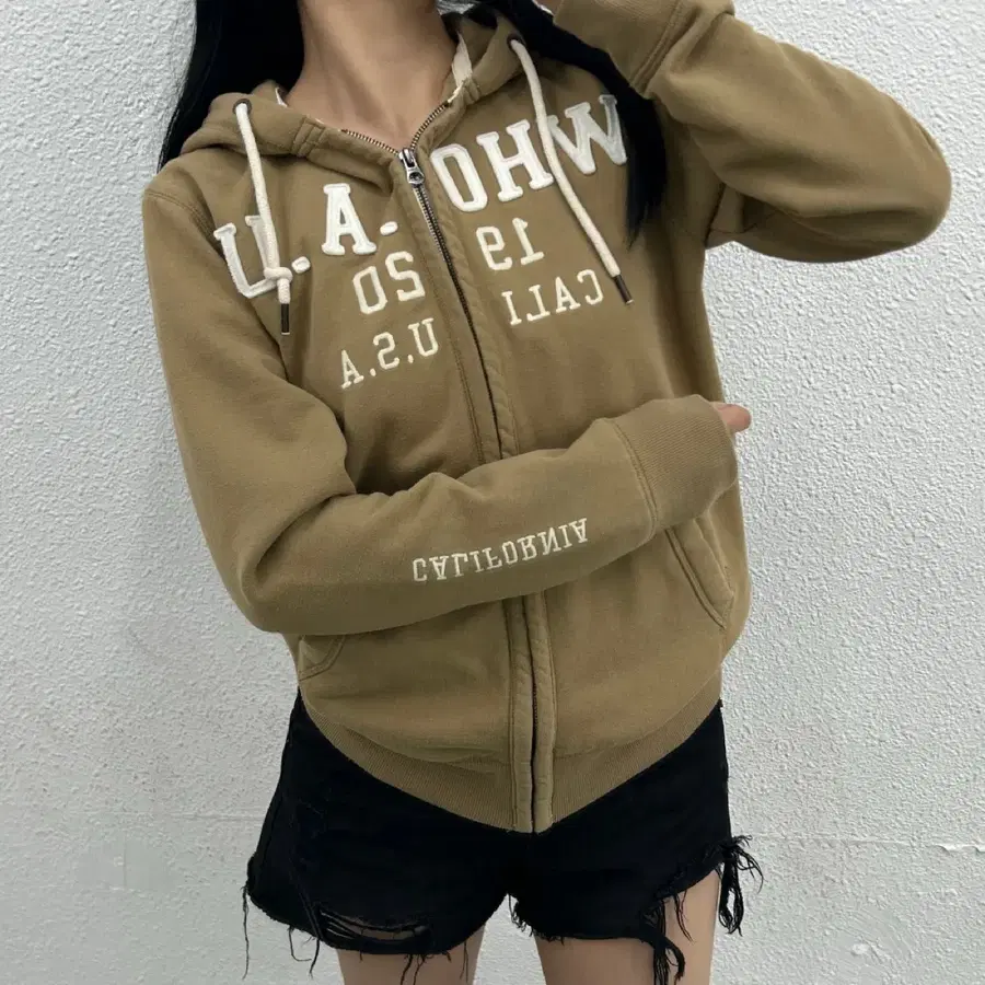 후아유 센터로고 머스타트 후드집업 M