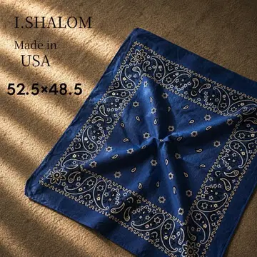 60s USA제 단일 표기 I.SHALOM 반다나 블루 빈티지