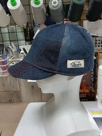 aco's 데님 캡 네이비 데님 리메이크 핸드메이드