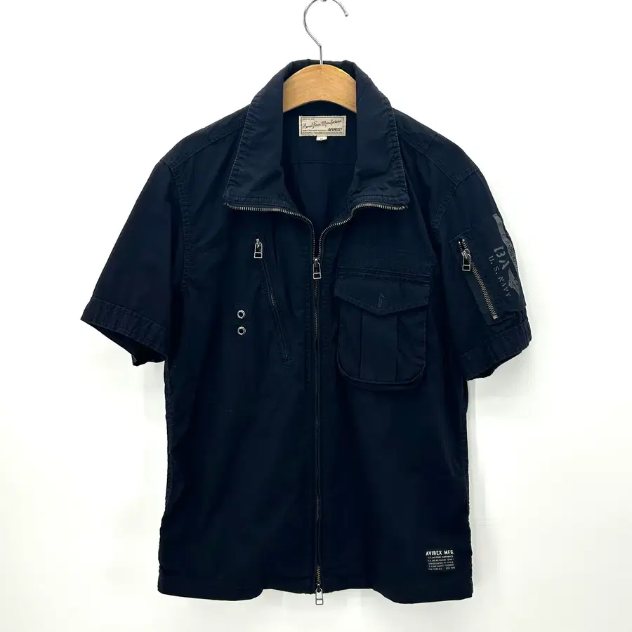 [AVIREX] 아비렉스 밀리터리 멀티포켓 반팔 집업셔츠