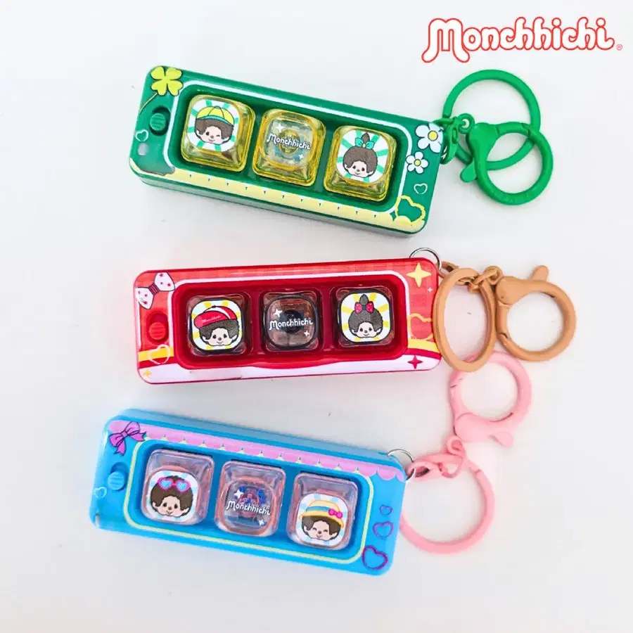 (초신상)몬치치 LED 레드/블루/그린 3구 키보드 키캡 키링
