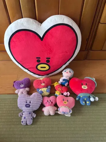 묶음 판매 BT21 TATA 봉제 인형 쿠션 9세트
