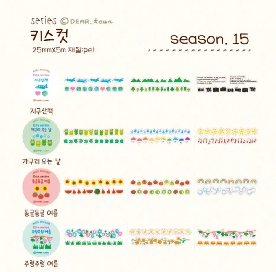 디어타운 키스컷 시즌 15 마테띵 마스킹테이프 다꾸 스티커